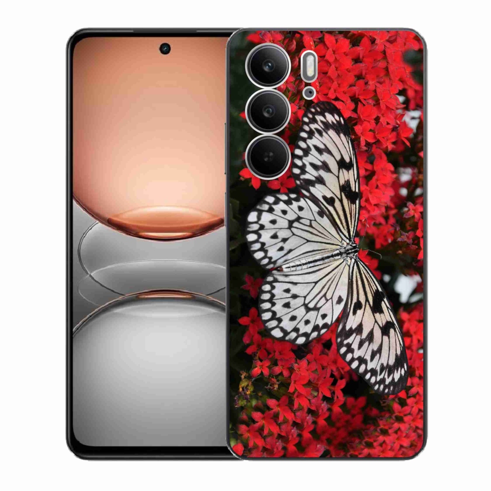 Gelový kryt mmCase na Realme C75 - černobílý motýl 1