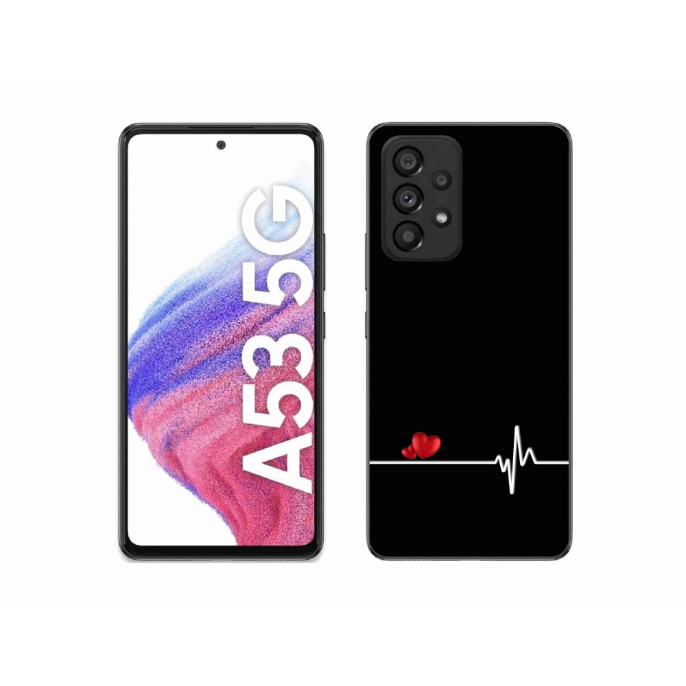 Gelový kryt mmCase na Samsung Galaxy A53 5G - srdce a tep černé pozadí