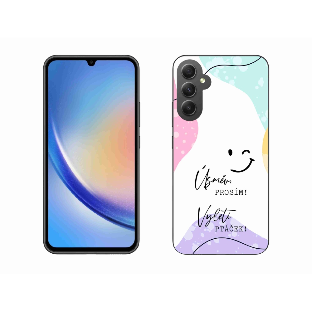 Gelový kryt mmCase na Samsung Galaxy A34 5G - vtipný text 4 bílé pozadí