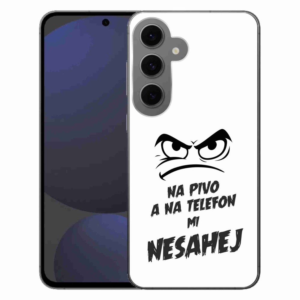 Gelový kryt mmCase na Samsung Galaxy S24 FE - pivní motiv 2 bílé pozadí