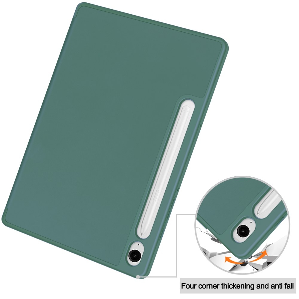 Case chytré zavírací pouzdro na Samsung Galaxy Tab S9 FE/Tab S10 FE - tmavězelené