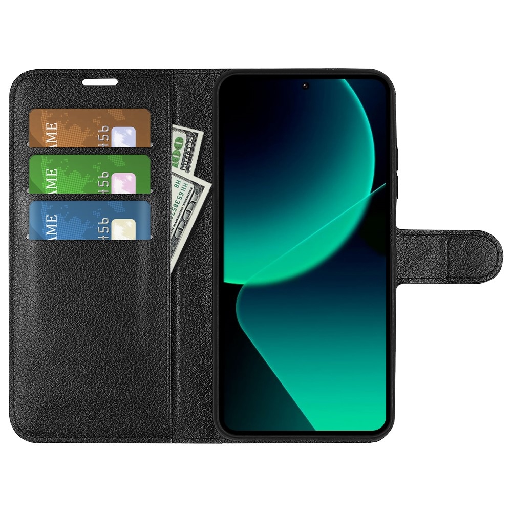 Litchi knížkové pouzdro na Xiaomi 13T/13T Pro - černé