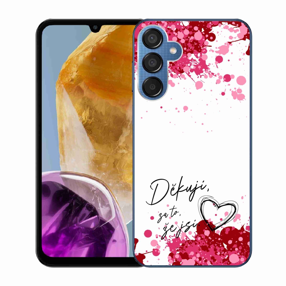 Gelový kryt mmCase na Samsung Galaxy M15 5G - zamilovaný text 2 bílé pozadí