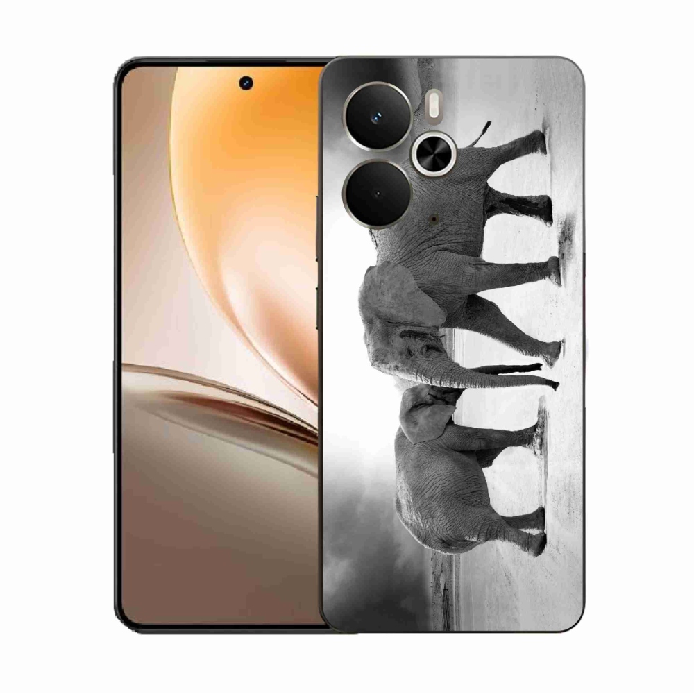 Gelový kryt mmCase na Realme 14 5G - černobílí sloni
