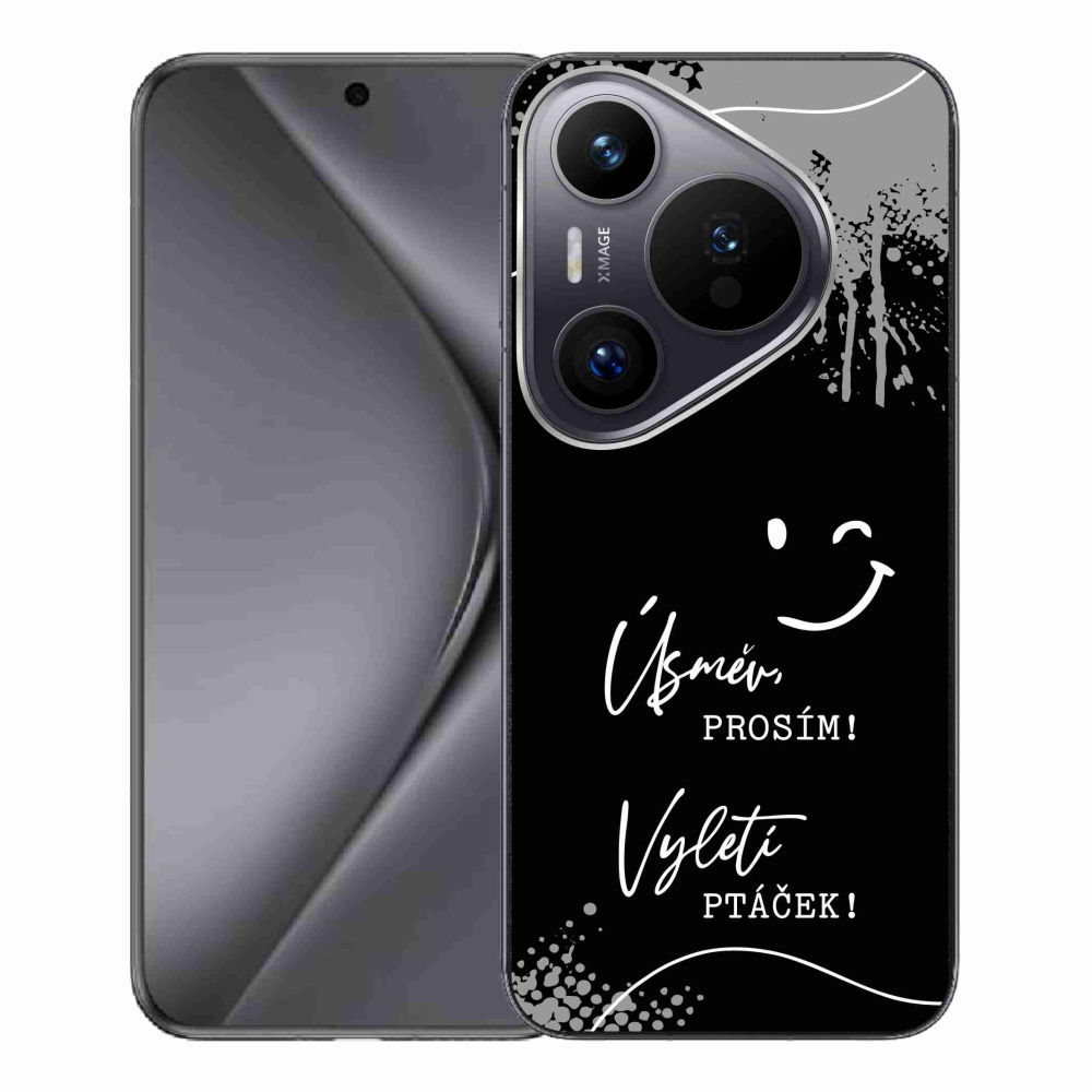 Gelový kryt mmCase na Huawei Pura 70 Pro - vtipný text 4 černé pozadí