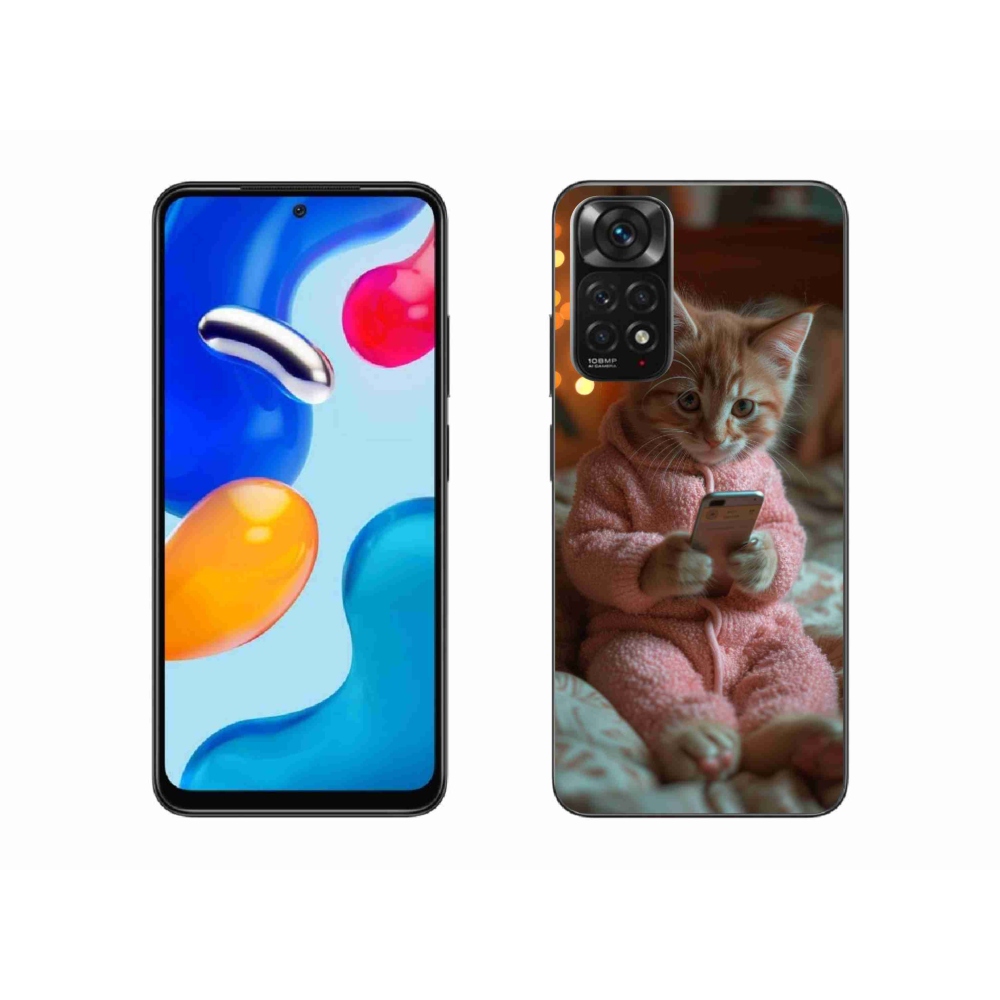 Gelový kryt mmCase na Xiaomi Redmi Note 11S 4G - kotě s mobilem