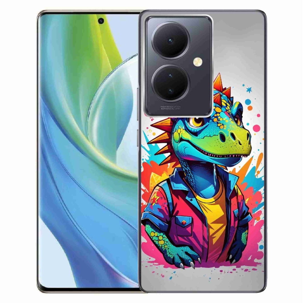Gelový kryt mmCase na Vivo V29 Lite 5G - barevný dinosaurus