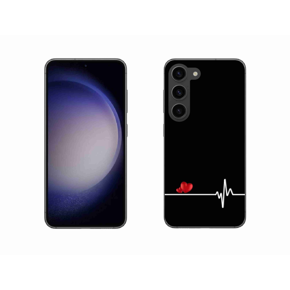 Gelový kryt mmCase na Samsung Galaxy S23 5G - srdce a tep černé pozadí