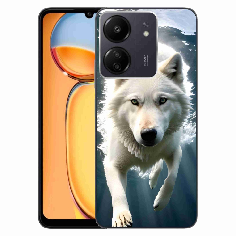Gelový kryt mmCase na Xiaomi Poco C65/Redmi 13C - bílý vlk