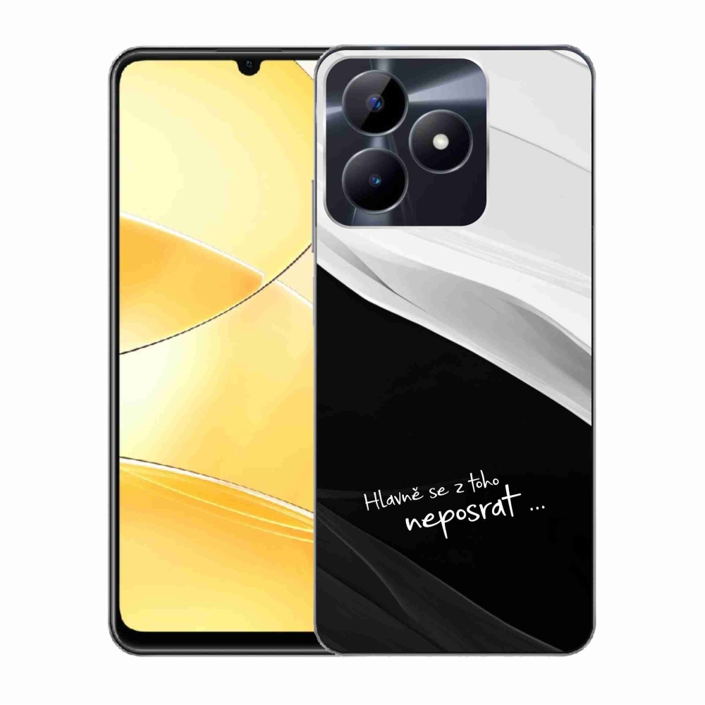 Gelový kryt mmCase na Realme C51/C53 - vtipný text 13 černobílé pozadí