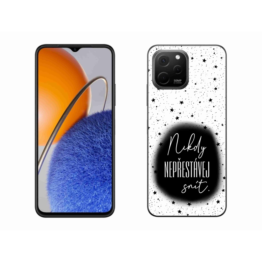 Gelový kryt mmCase na Huawei Nova Y61 - citát 1 černobílé pozadí