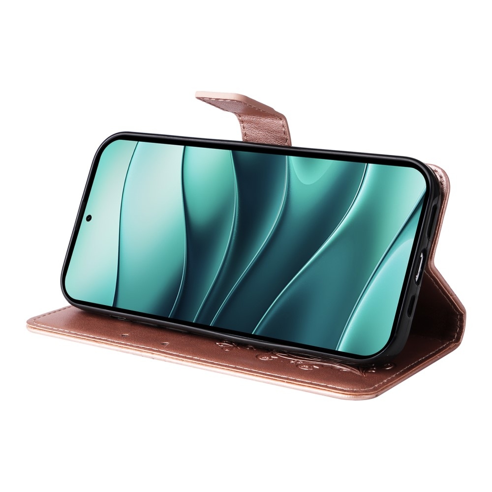 Big Butterfly knížkové pouzdro na Xiaomi Redmi Note 14 5G - růžovozlaté