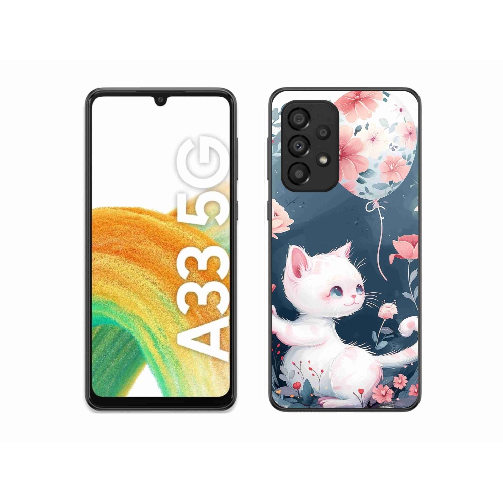 Gelový kryt mmCase na Samsung Galaxy A33 5G - kotě s balónkem