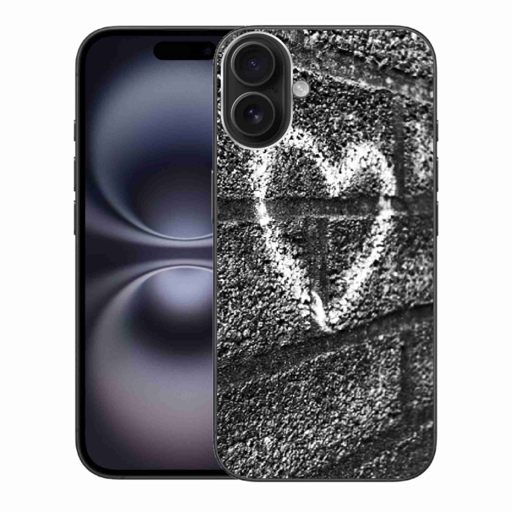 Gelový kryt mmCase na iPhone 16 Plus - srdce na zdi