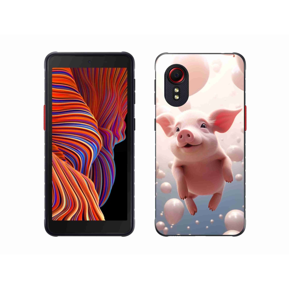 Gelový kryt mmCase na Samsung Galaxy Xcover 5 - prasátko s balónky