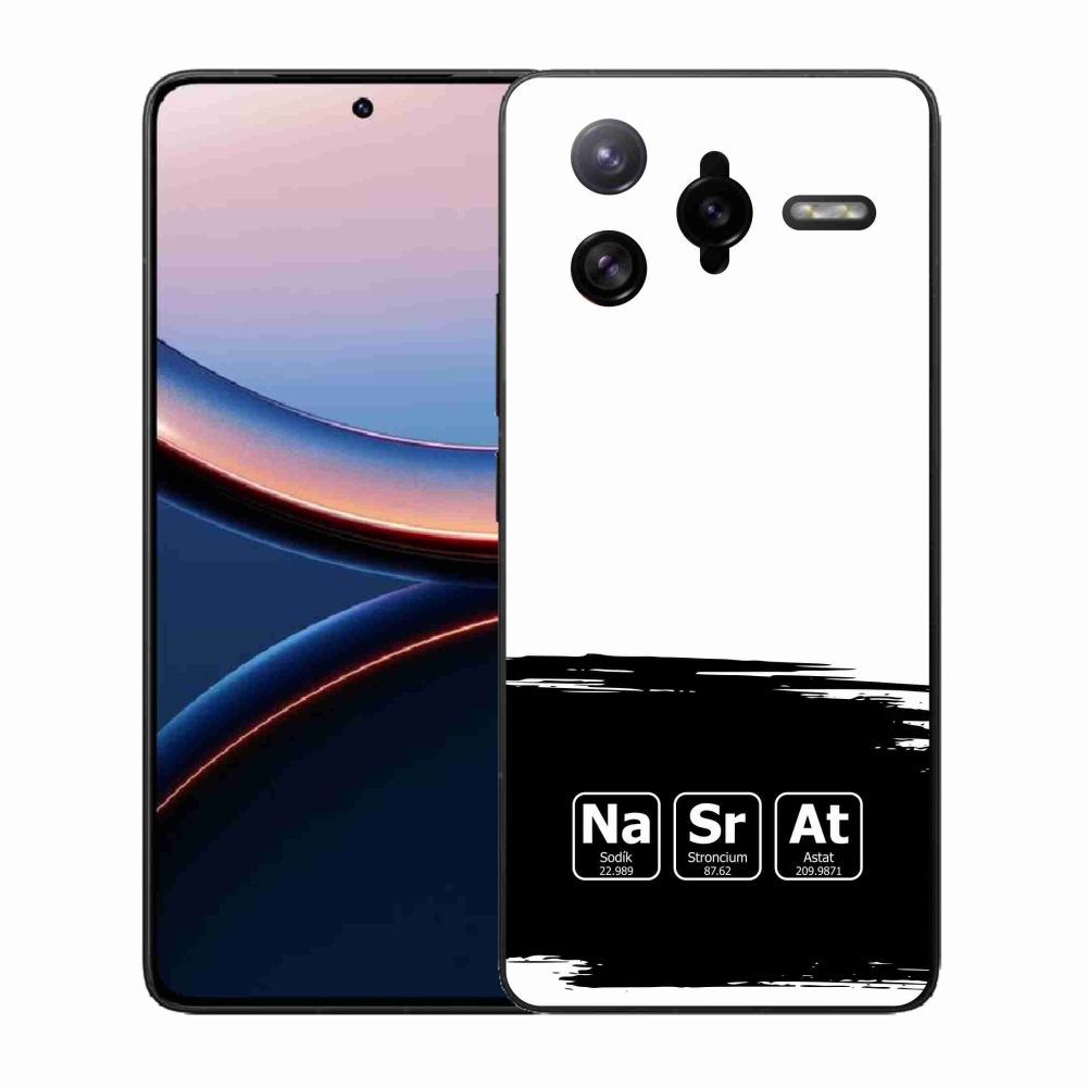 Gelový kryt mmCase na Xiaomi Poco F7 Ultra - chemické prvky černobílé pozadí