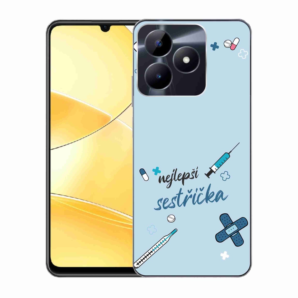 Gelový kryt mmCase na Realme C51/C53 - nejlepší sestřička modré pozadí
