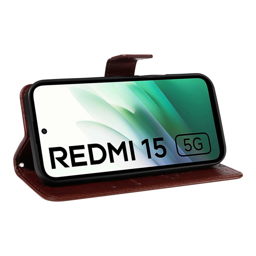 Trees knížkové pouzdro na Xiaomi Redmi 15 4G (171mm) - hnědé
