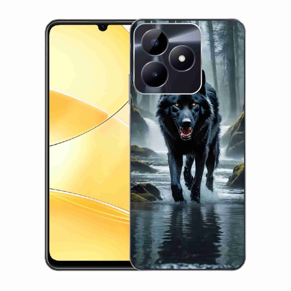 Gelový kryt mmCase na Realme C51/C53 - černý vlk