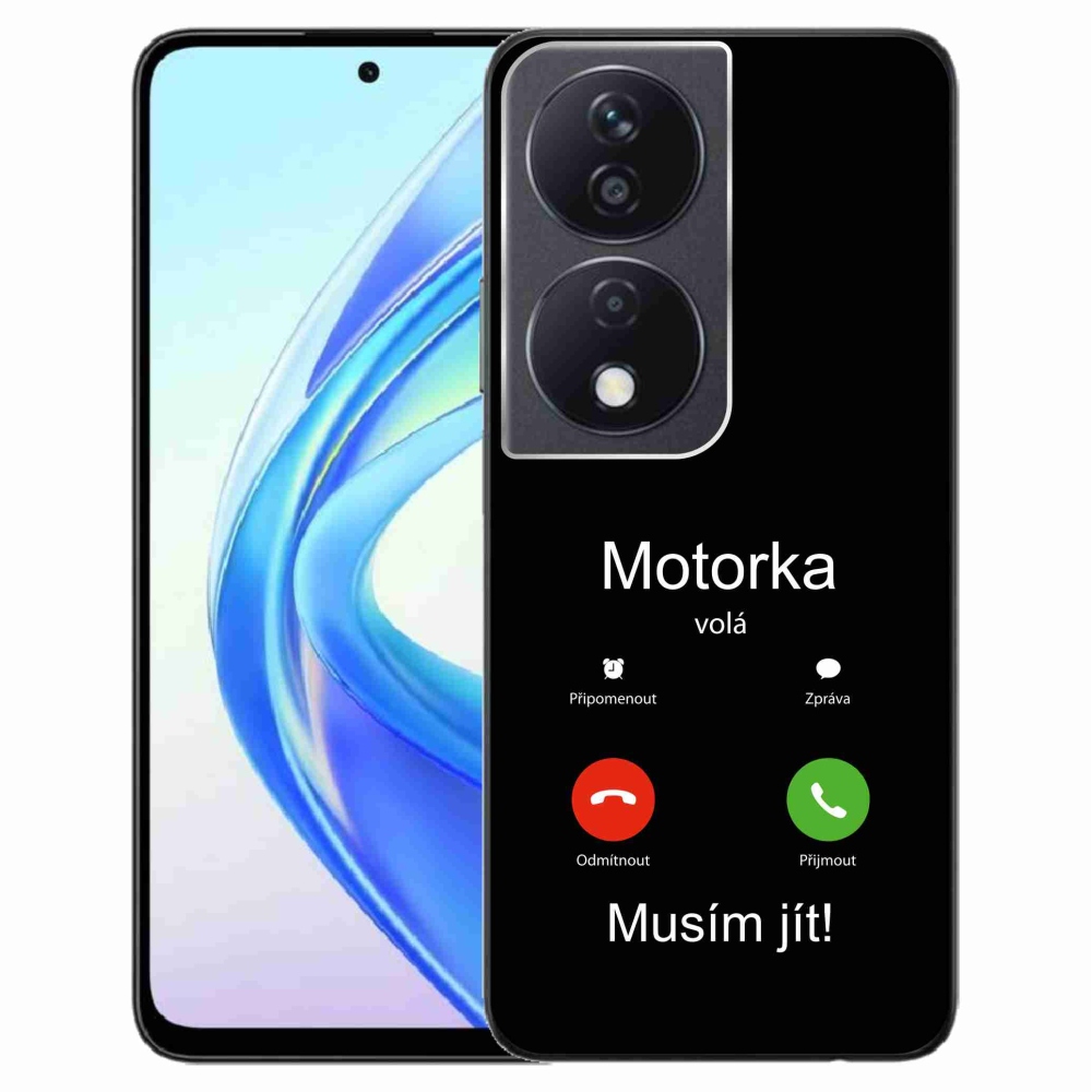 Gelový kryt mmCase na Honor X7b/Honor 90 Smart - motorka volá černé pozadí
