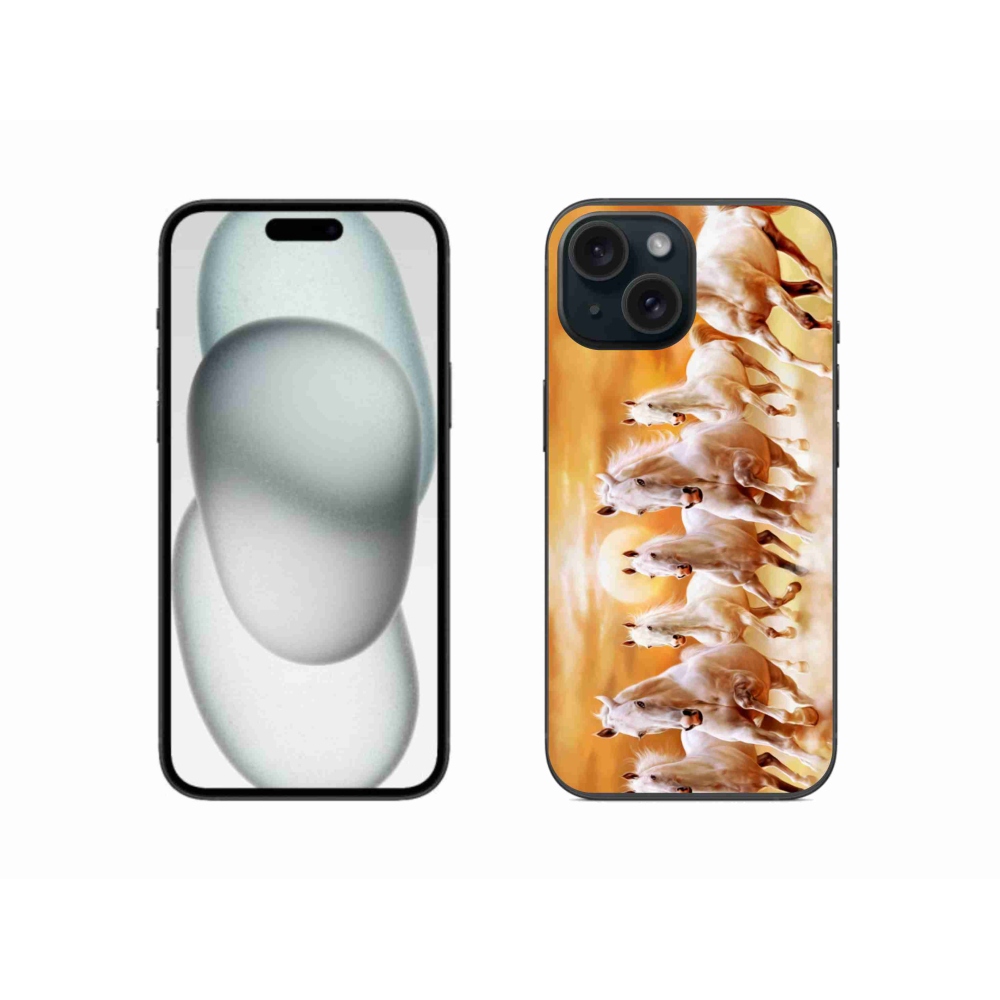 Gelový obal mmCase na iPhone 15 - koně 2