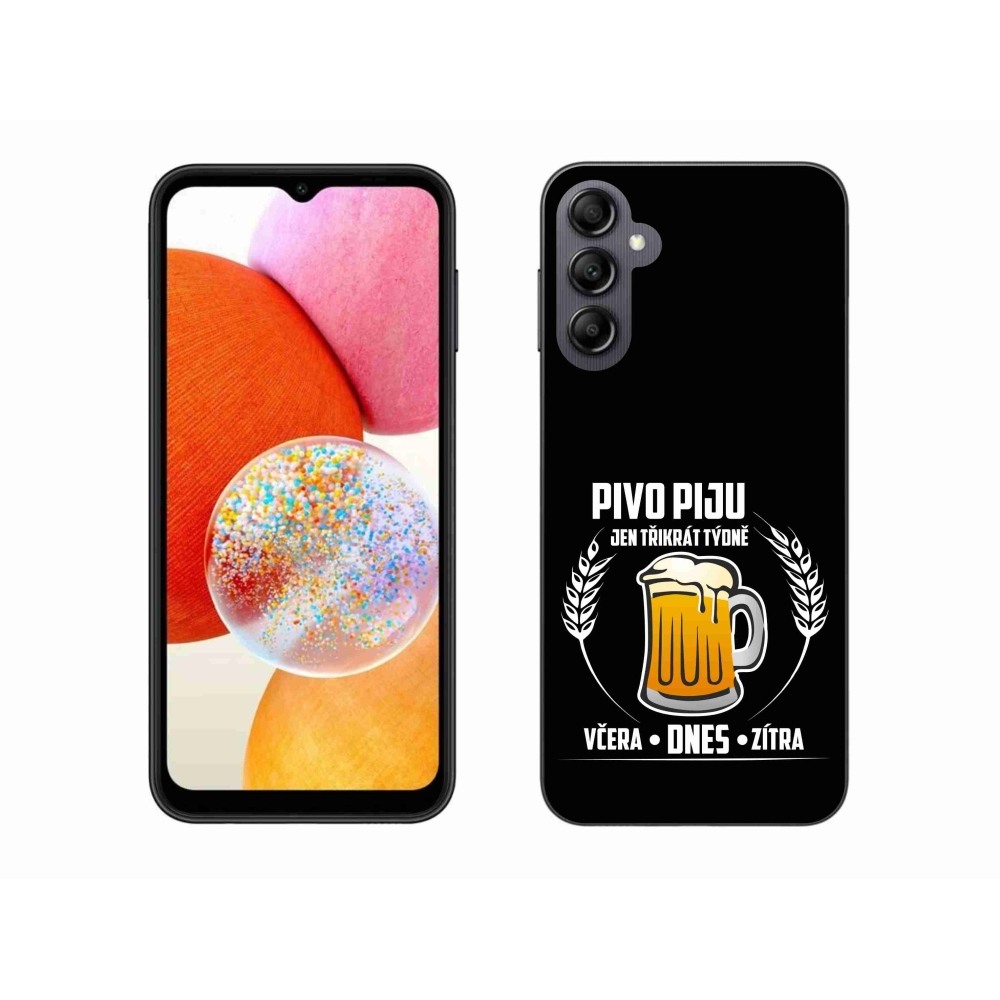 Gelový kryt mmCase na Samsung Galaxy A14 4G/5G - pivní motiv černé pozadí