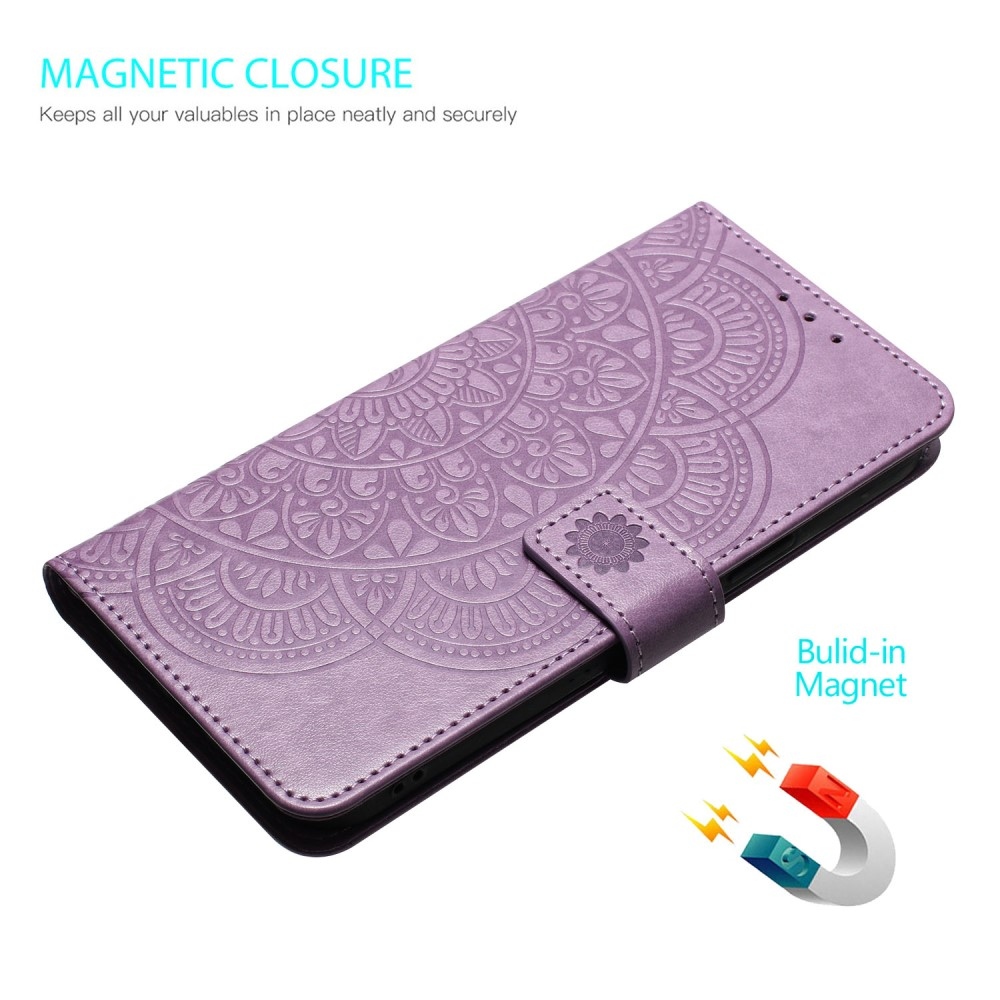 Mandala knížkové pouzdro na Xiaomi Redmi 13C 5G - fialové