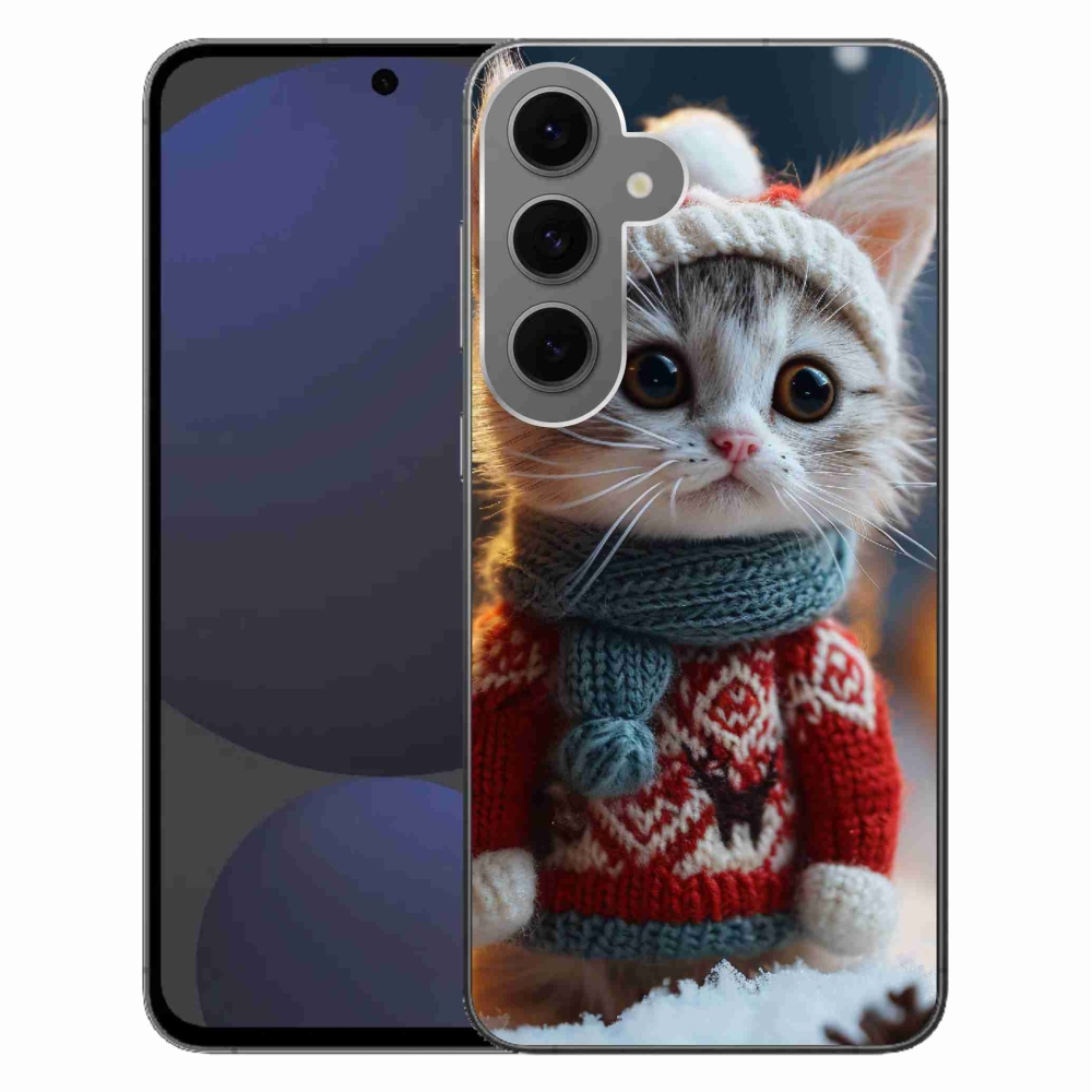 Gelový kryt mmCase na Samsung Galaxy S24 FE - kotě ve svetru