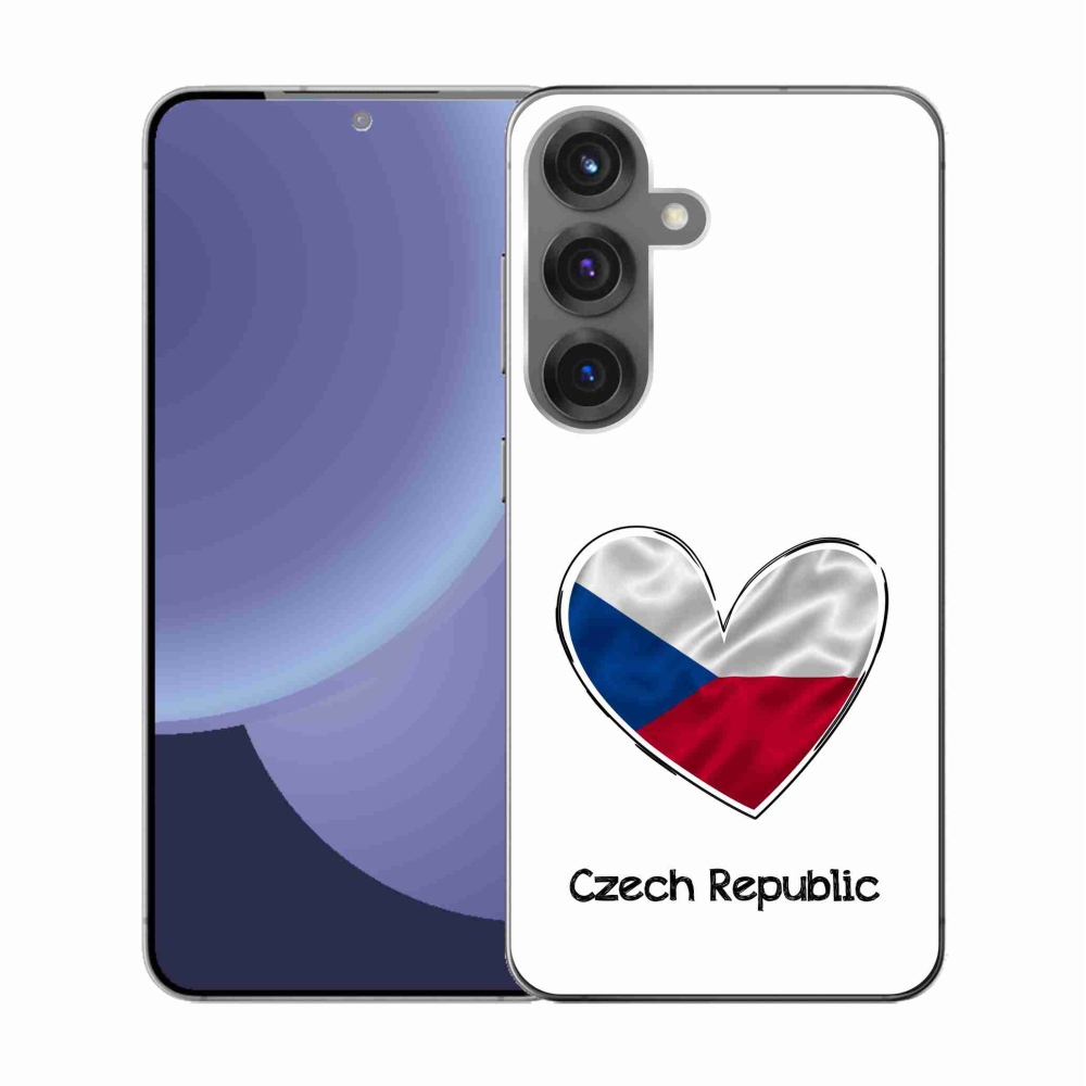 Gelový kryt mmCase na Samsung Galaxy S25 - vlajka srdce bílé pozadí