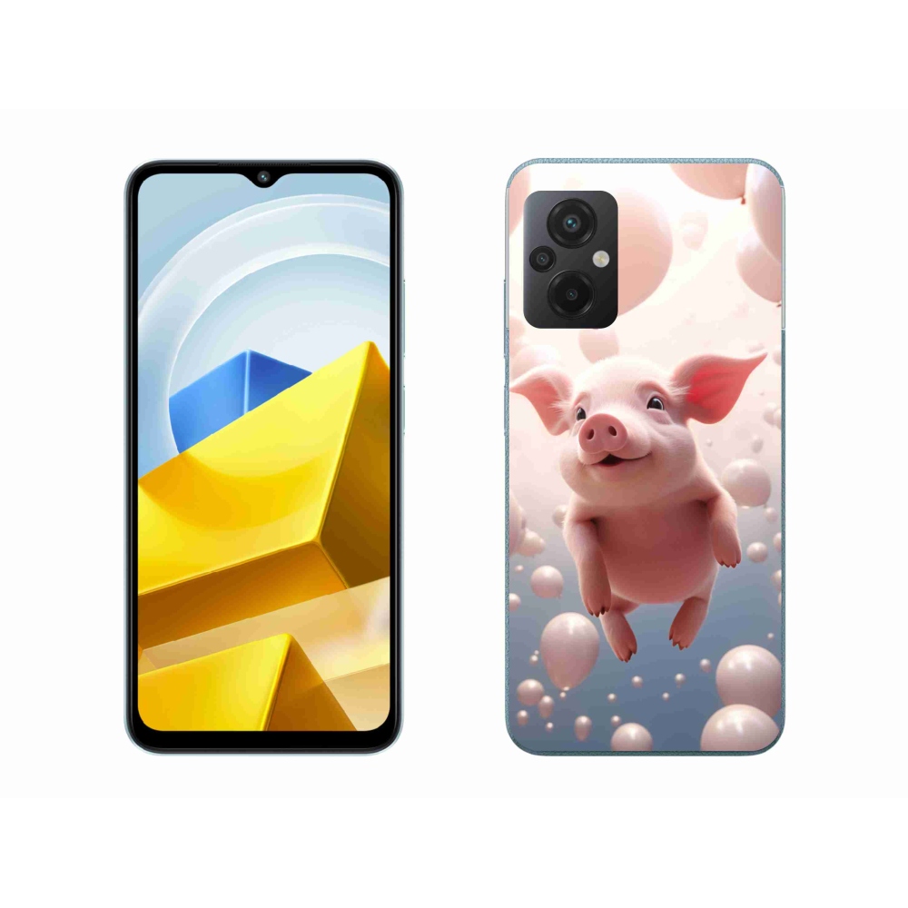 Gelový kryt mmCase na Xiaomi Poco M5 4G - prasátko s balónky