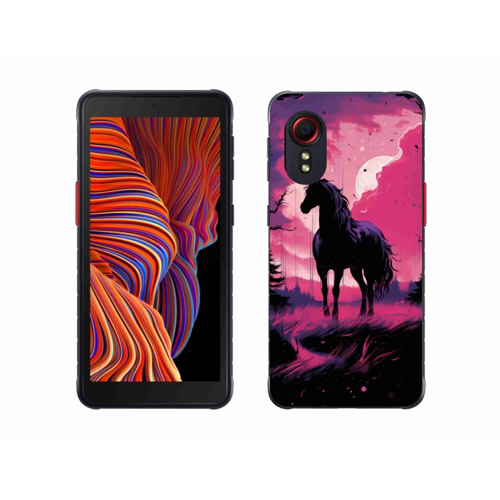 Gelový kryt mmCase na Samsung Galaxy Xcover 5 - černý kreslený kůň 1