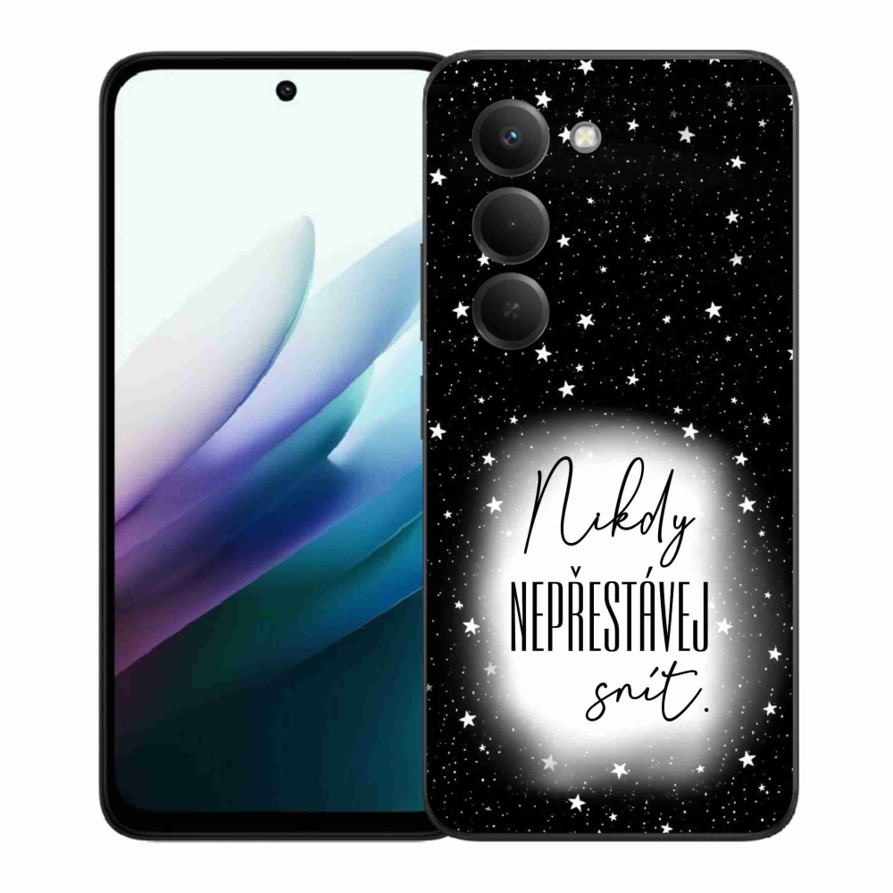 Gelový kryt mmCase na Xiaomi Redmi 15 4G/5G (171mm) - citát 1 bíločerné pozadí