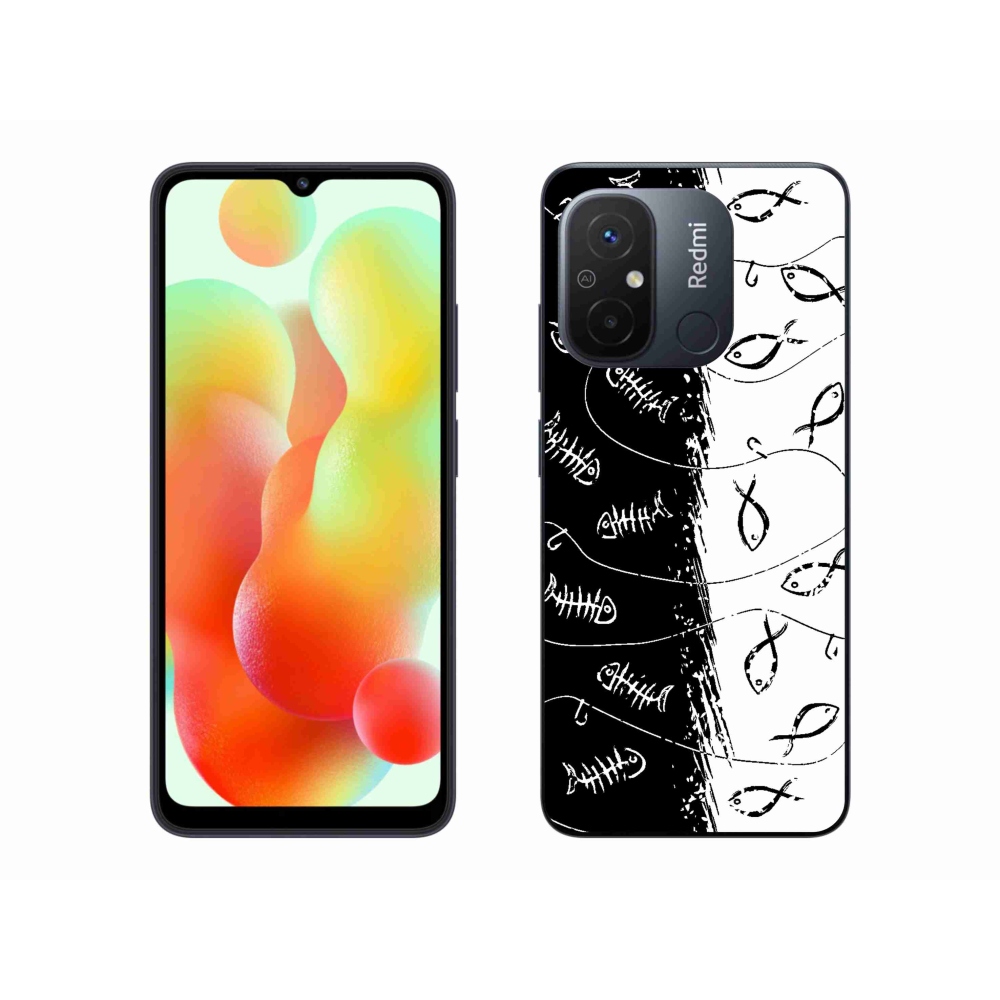 Gelový kryt mmCase na Xiaomi Redmi 12C - kostry a rybky
