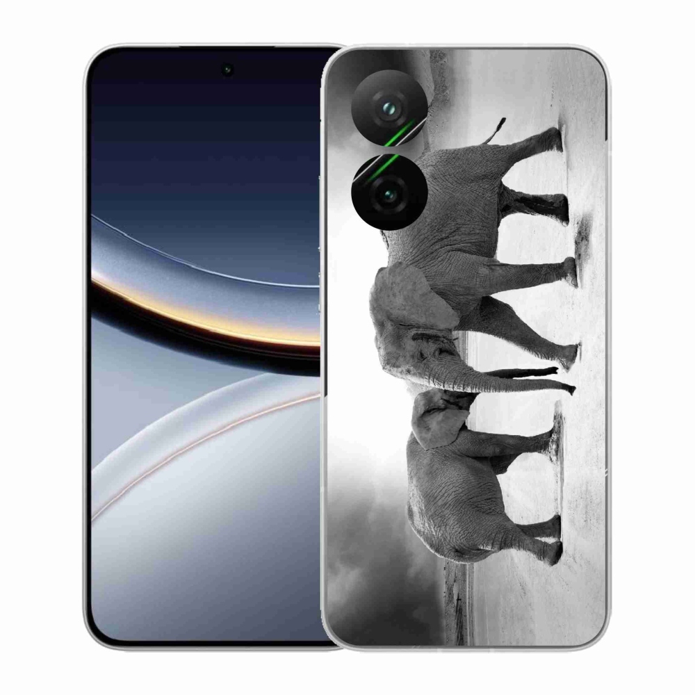 Gelový kryt mmCase na Xiaomi Poco F7 5G - černobílí sloni
