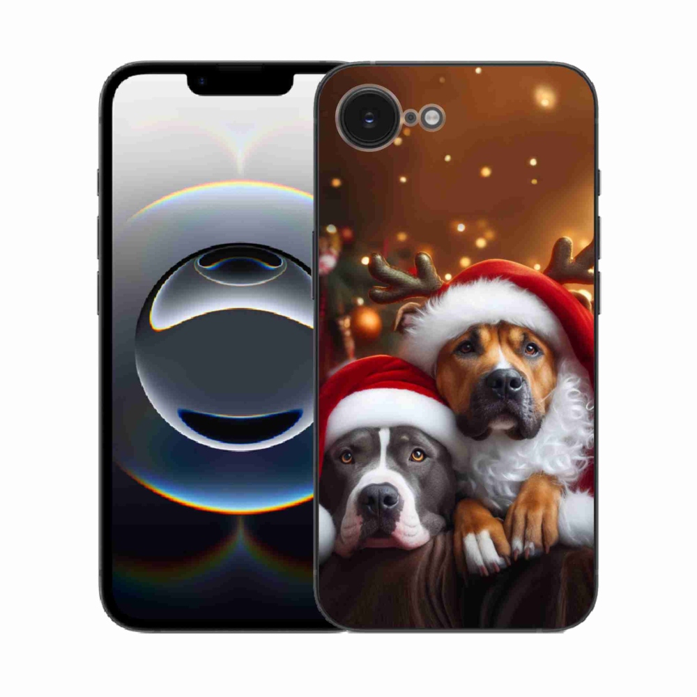 Gelový kryt mmCase na iPhone 16e - vánoční psi