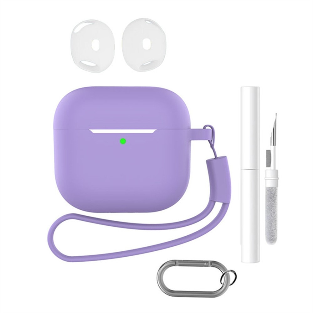 Set silikonový obal na Apple AirPods 4 s čistící sadou - violet fialový