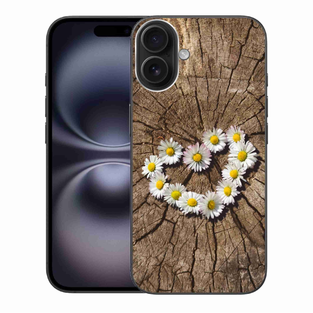 Gelový kryt mmCase na iPhone 16 Plus - srdce z kopretin