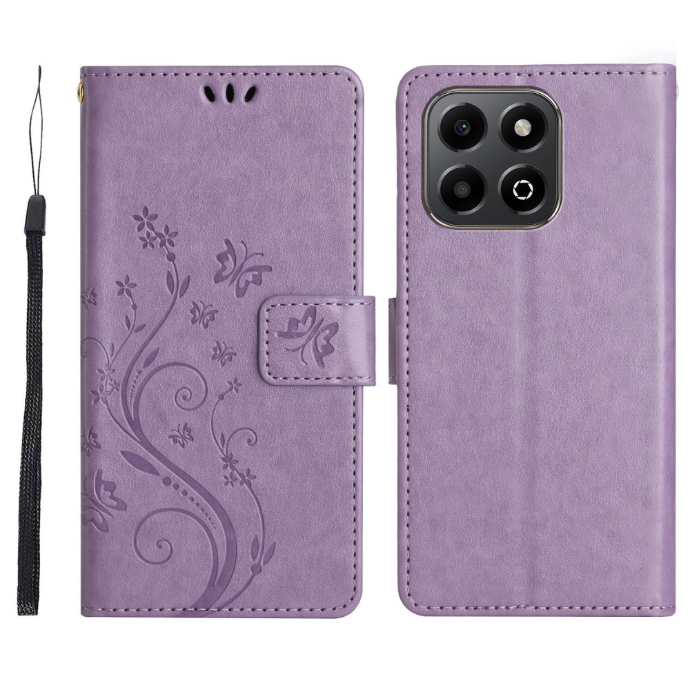 Flowers knížkové pouzdro na Honor 200 Smart 5G - světlefialové