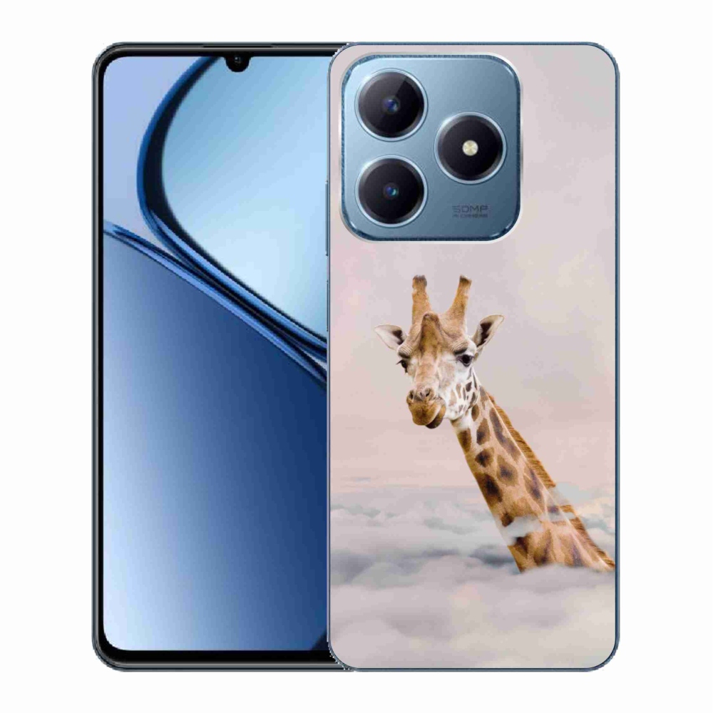 Gelový kryt mmCase na Realme C63 - žirafa v oblacích