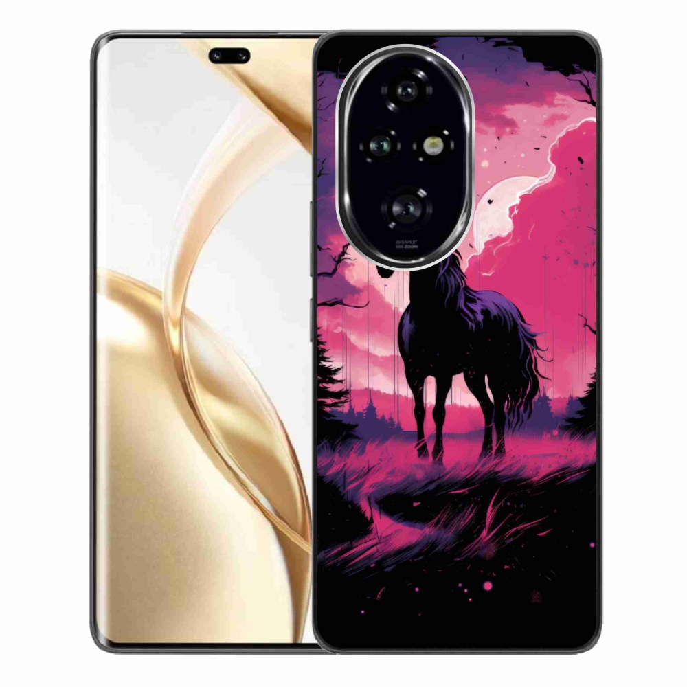 Gelový kryt mmCase na Honor 200 Pro 5G - černý kreslený kůň 1