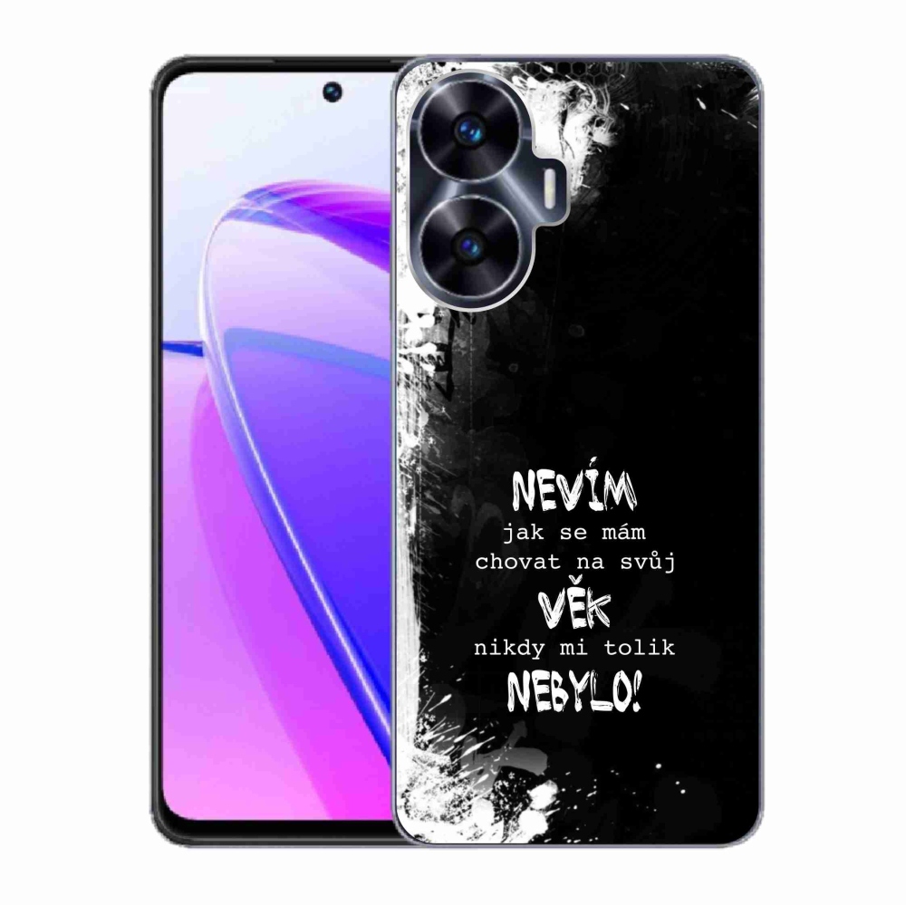 Gelový kryt mmCase na Realme C55 - vtipný text 14 černé pozadí