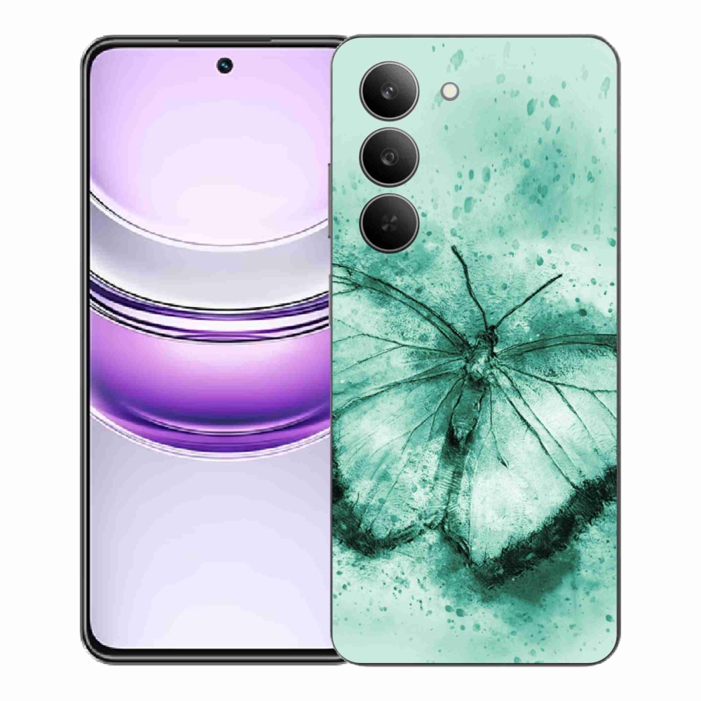 Gelový kryt mmCase na Realme 14x 5G - zelený motýl