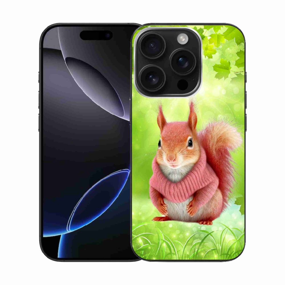Gelový kryt mmCase na iPhone 16 Pro - veverka ve svetru
