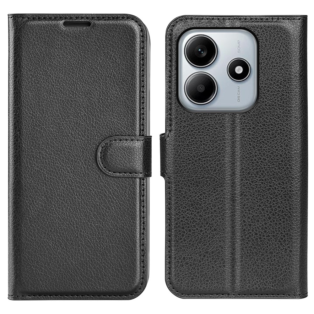 Litchi knížkové pouzdro na Xiaomi Redmi Note 14 5G - černé