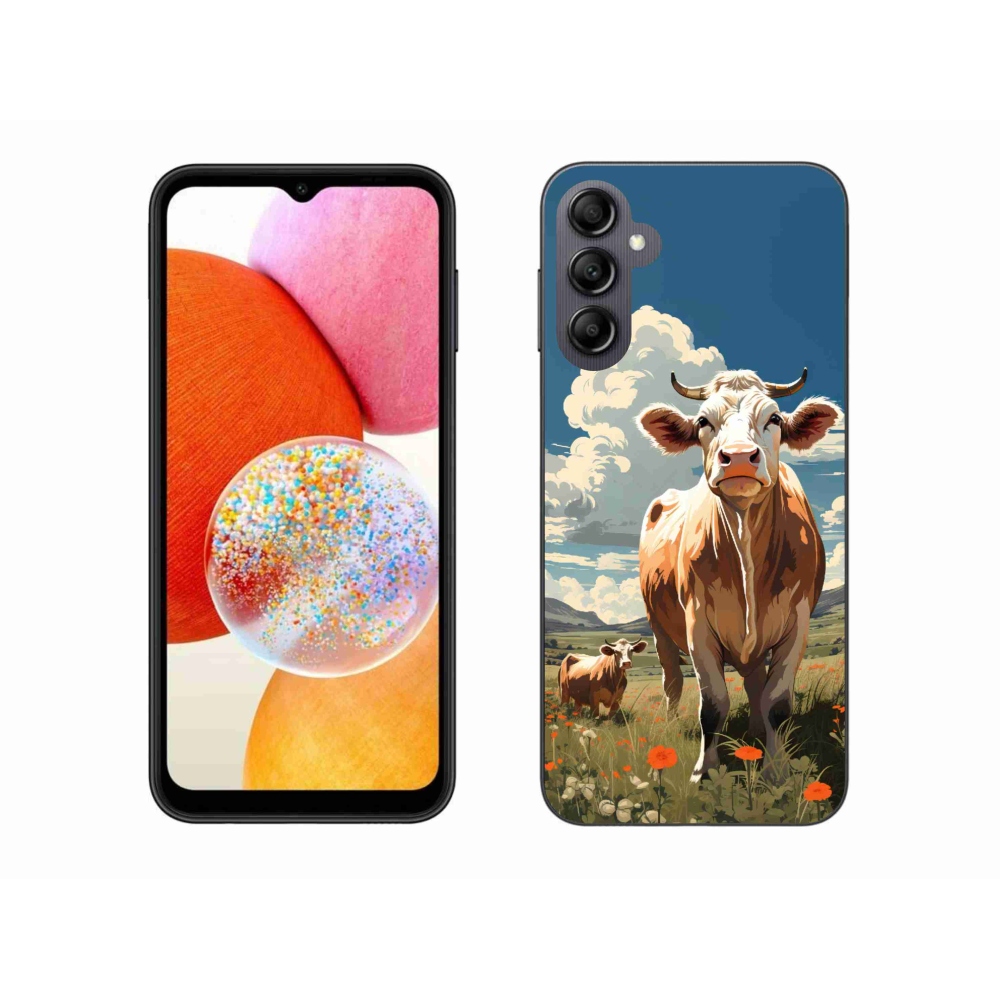 Gelový kryt mmCase na Samsung Galaxy A14 4G/5G - krávy na louce