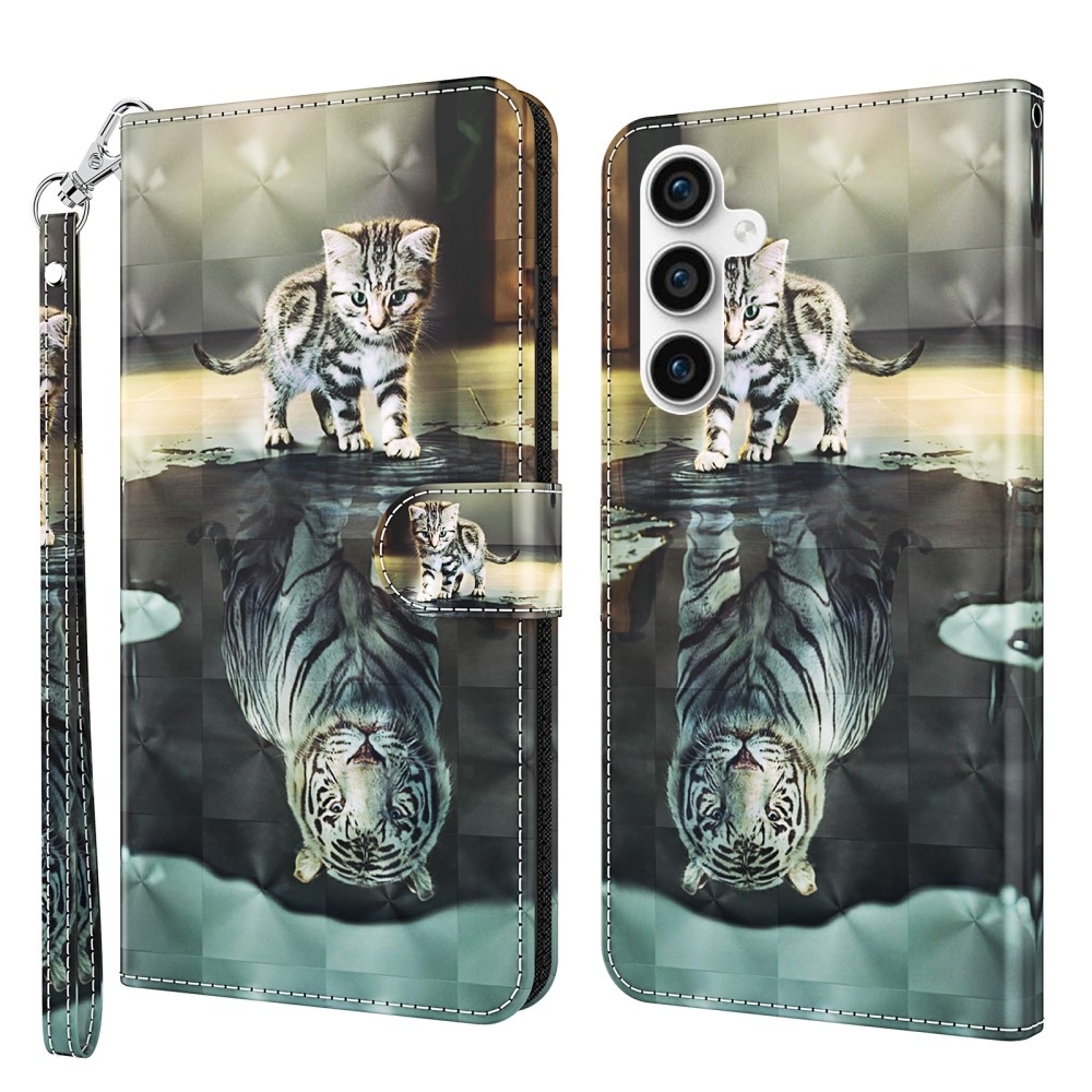 Print knížkové pouzdro na Samsung Galaxy S23 FE - kočka a odraz tygra