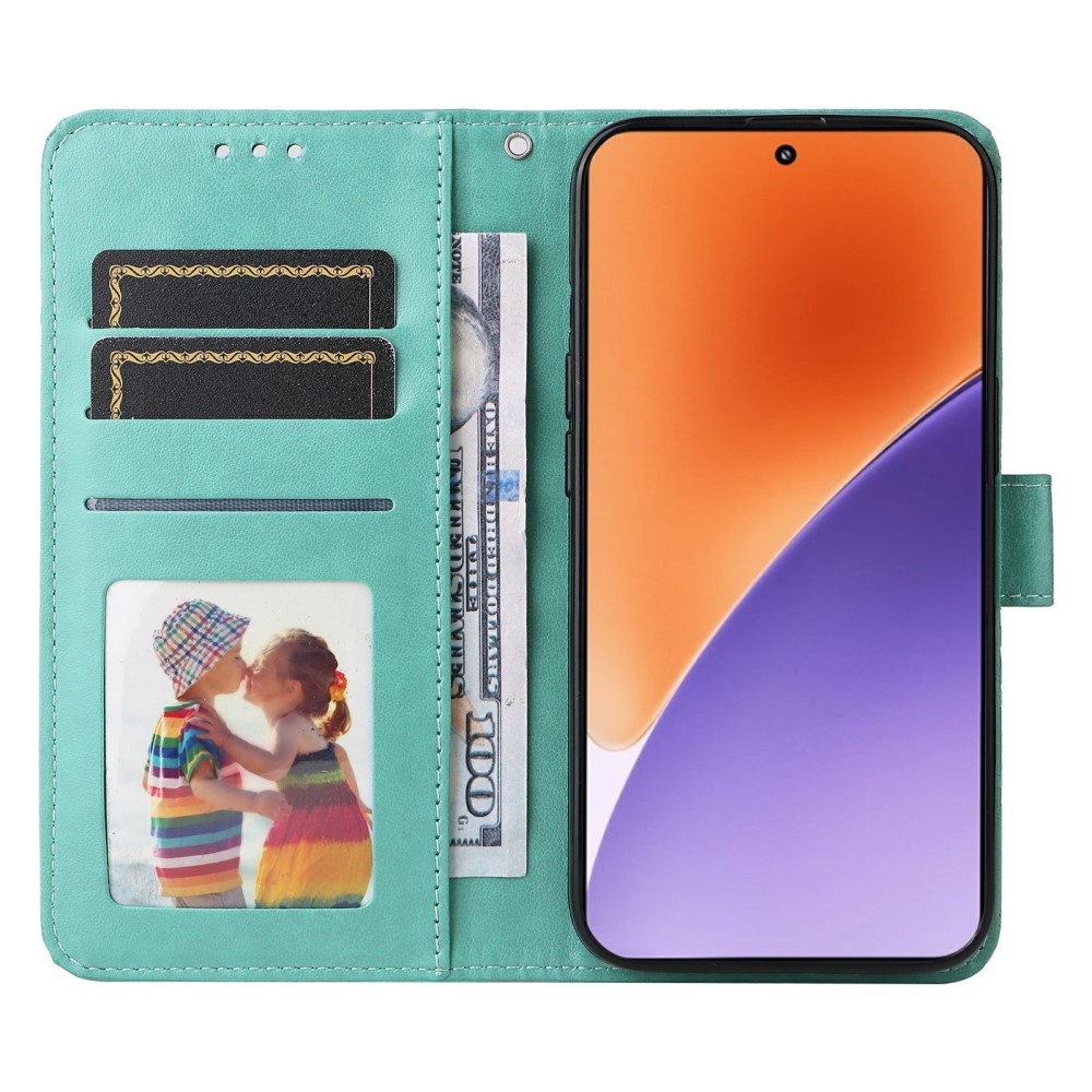 Sunflower knížkové pouzdro na Xiaomi 15 - modrozelené