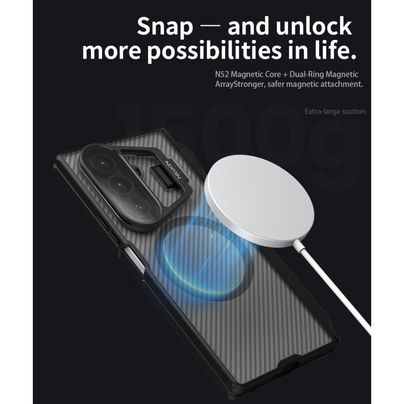 Nillkin CamShield Prop Magnetic Pen Slot Zadní Kryt pro Samsung Galaxy Z Fold 7 Transparent Black