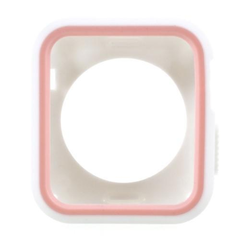 Rámovaný gelový obal na Apple Watch 42mm - bílý/růžový