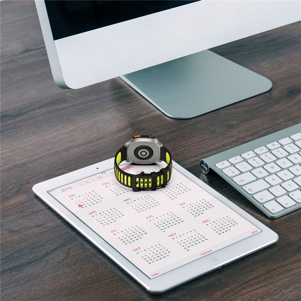 Rang silikonový řemínek 22mm na Xiaomi Watch S4 47mm - černý/žlutý